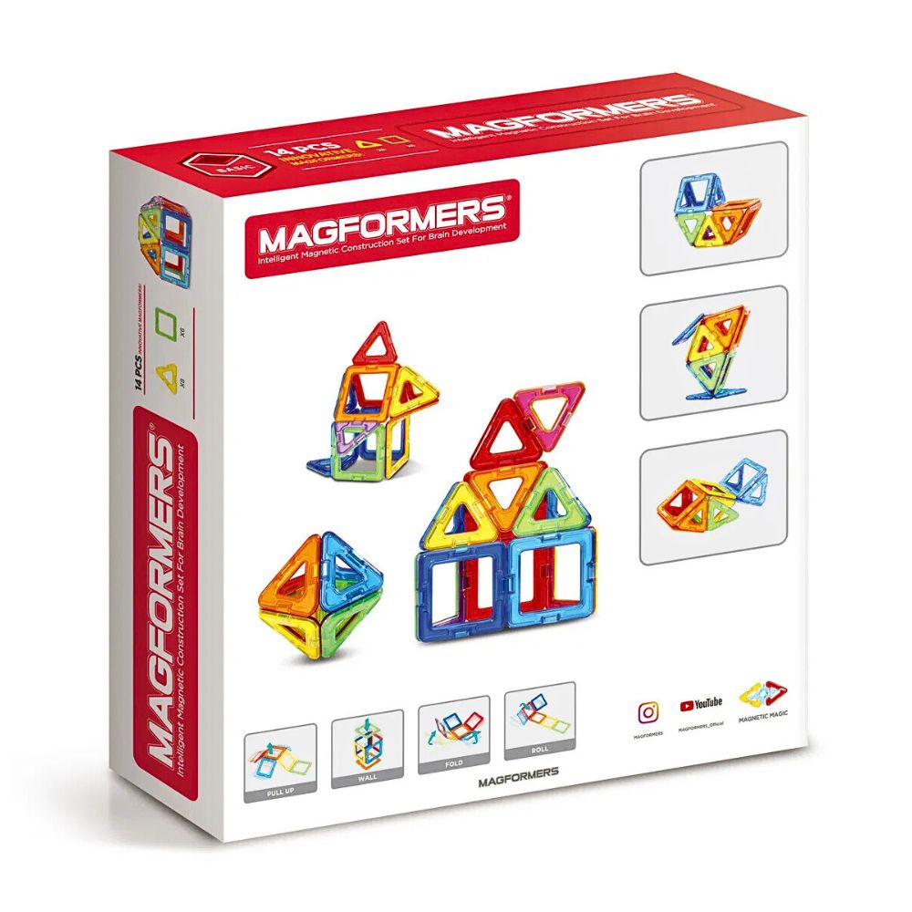 Magformers 14 Deler Basissett – Magnetiske Byggeleker for Kreativitet – Fra 3 År