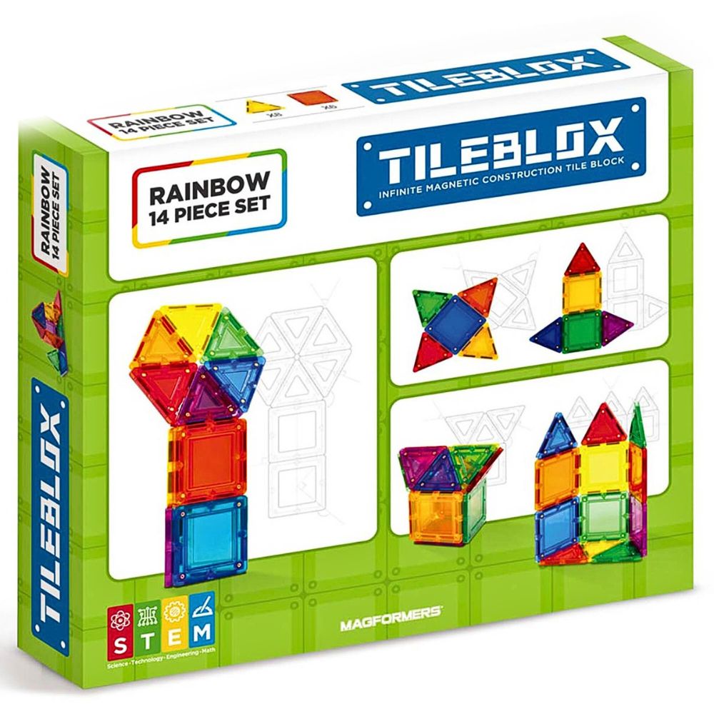 Tileblox Rainbow 14 Deler Magnetisk Byggesett - bilde 8