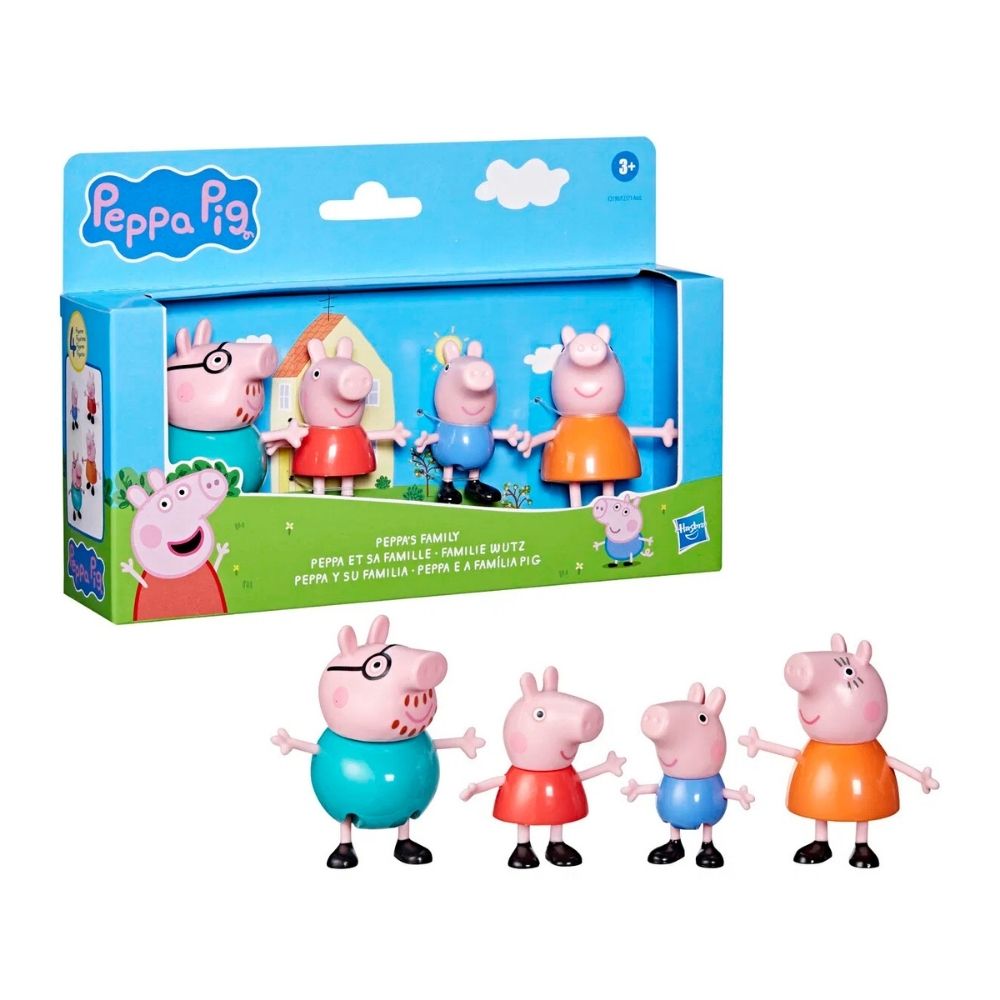 Peppa Gris Familiepakke (4 Figurer) – Morsom Lek for Førskolebarn – Fra 3 År