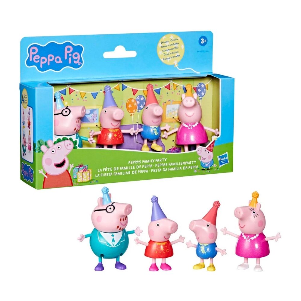 Peppa Gris Familiepakke (4 Figurer) – Morsom Lek for Førskolebarn – Fra 3 År