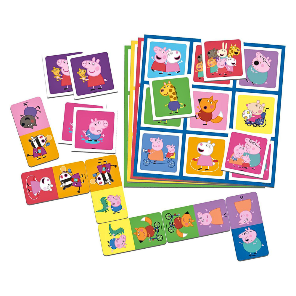 Peppa Gris 3-i-1 Lekesett – Lotto, Domino & Memo m/Peppa Gris – Fra 4 År