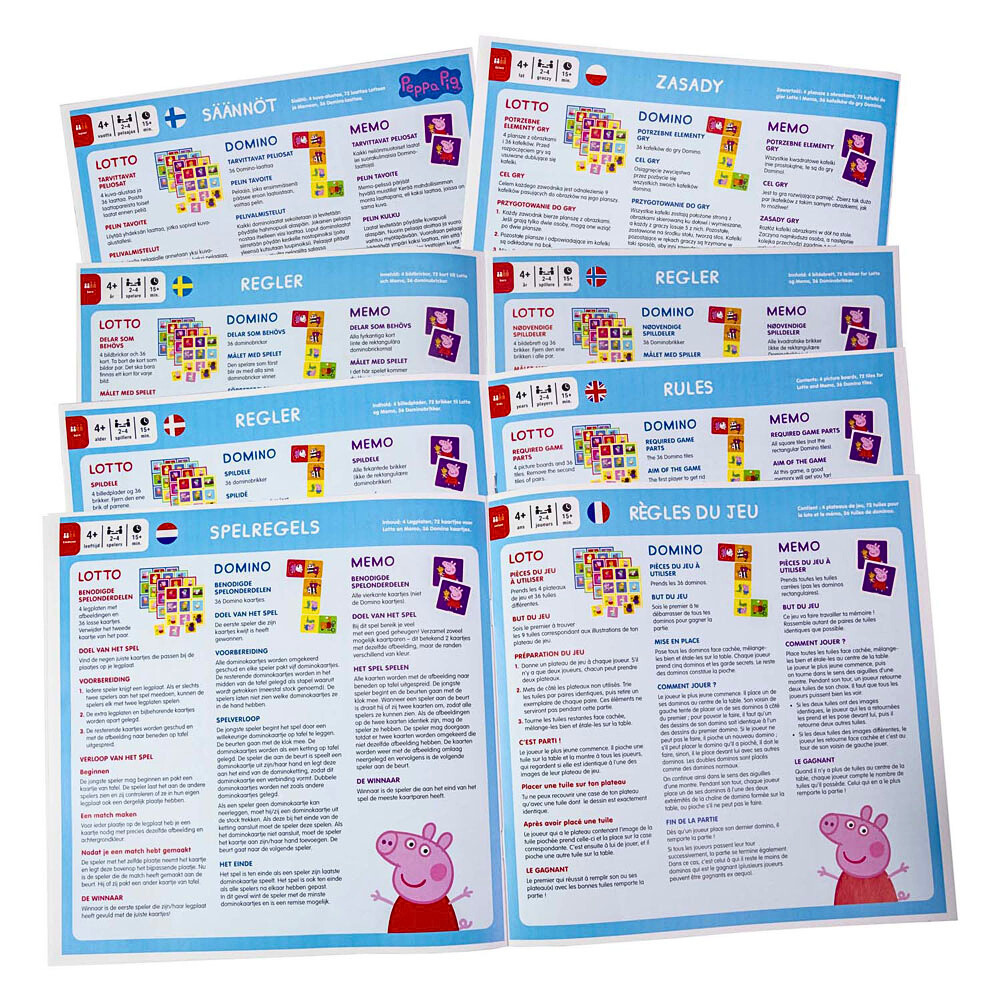 Peppa Gris 3-i-1 Lekesett – Lotto, Domino & Memo m/Peppa Gris – Fra 4 År
