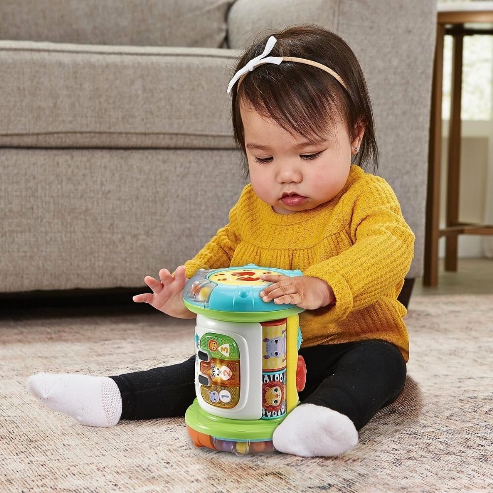 VTech 2-i-1 Rullende Tromme – Interaktiv Leke med 90+ Lyder og Fraser – Fra 6 Måneder