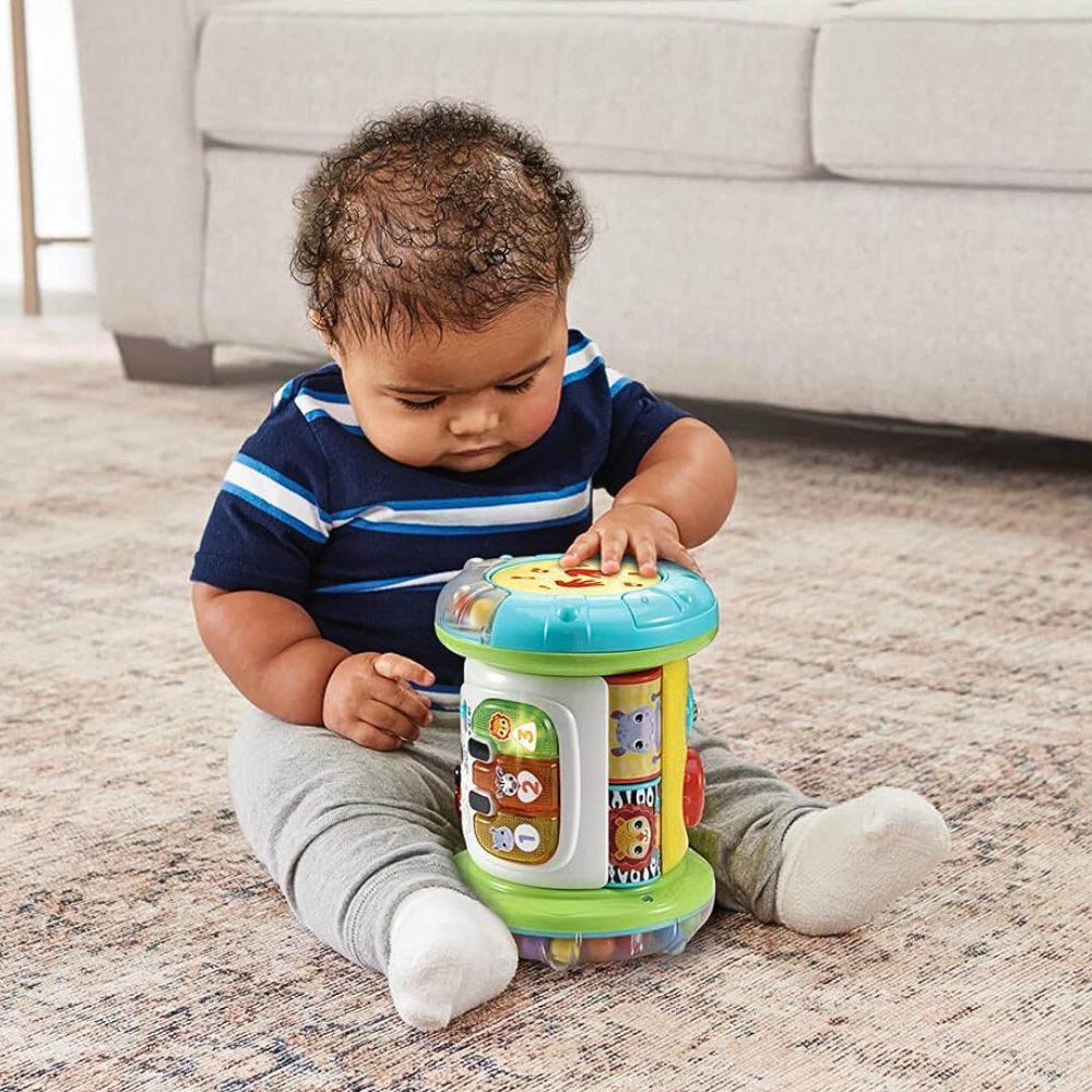 VTech 2-i-1 Rullende Tromme – Interaktiv Leke med 90+ Lyder og Fraser – Fra 6 Måneder