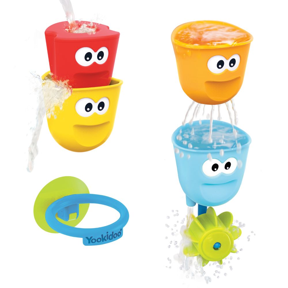 Yookidoo Badeleke – Flerfarget Fill and Spill Action Cups – Fra 8 Måneder