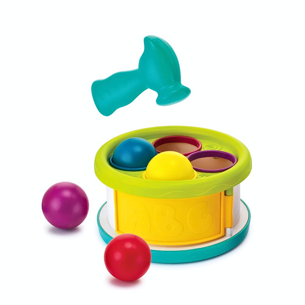 Infantino B Kids Tromme med Hammer & Baller – Interaktiv Leke for Motorisk Utvikling – Fra 12 Måneder