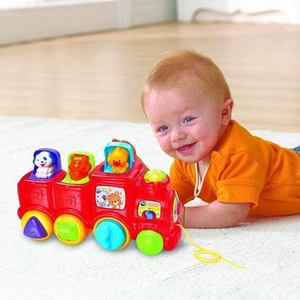 VTech Pop-Up Tog med Dyrevenner – Lærerik Leke med Lyd og Bevegelse – Fra 6 Måneder
