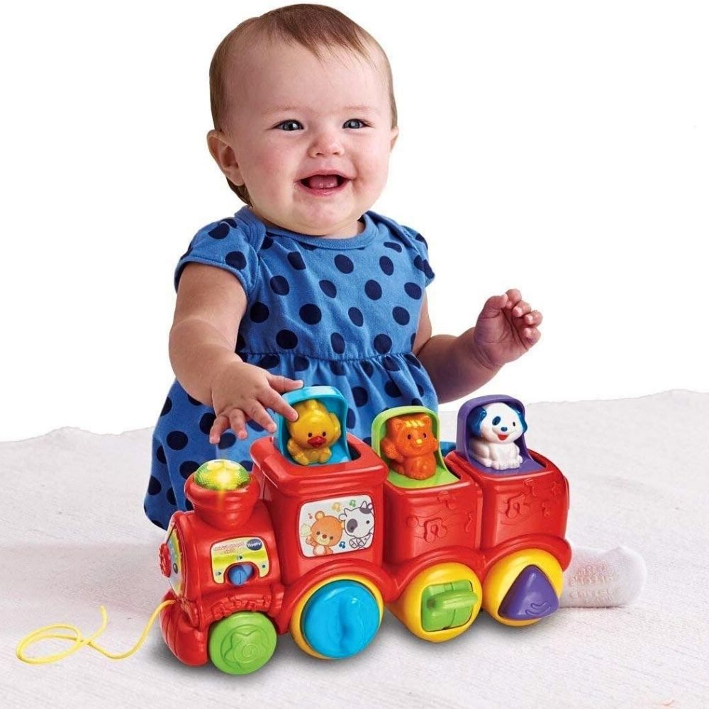 VTech Pop-Up Tog med Dyrevenner – Lærerik Leke med Lyd og Bevegelse – Fra 6 Måneder