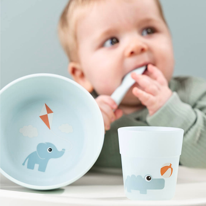 Foodie Første Blå Måltidssett med Sklisikker Skål, Kopp & Skje