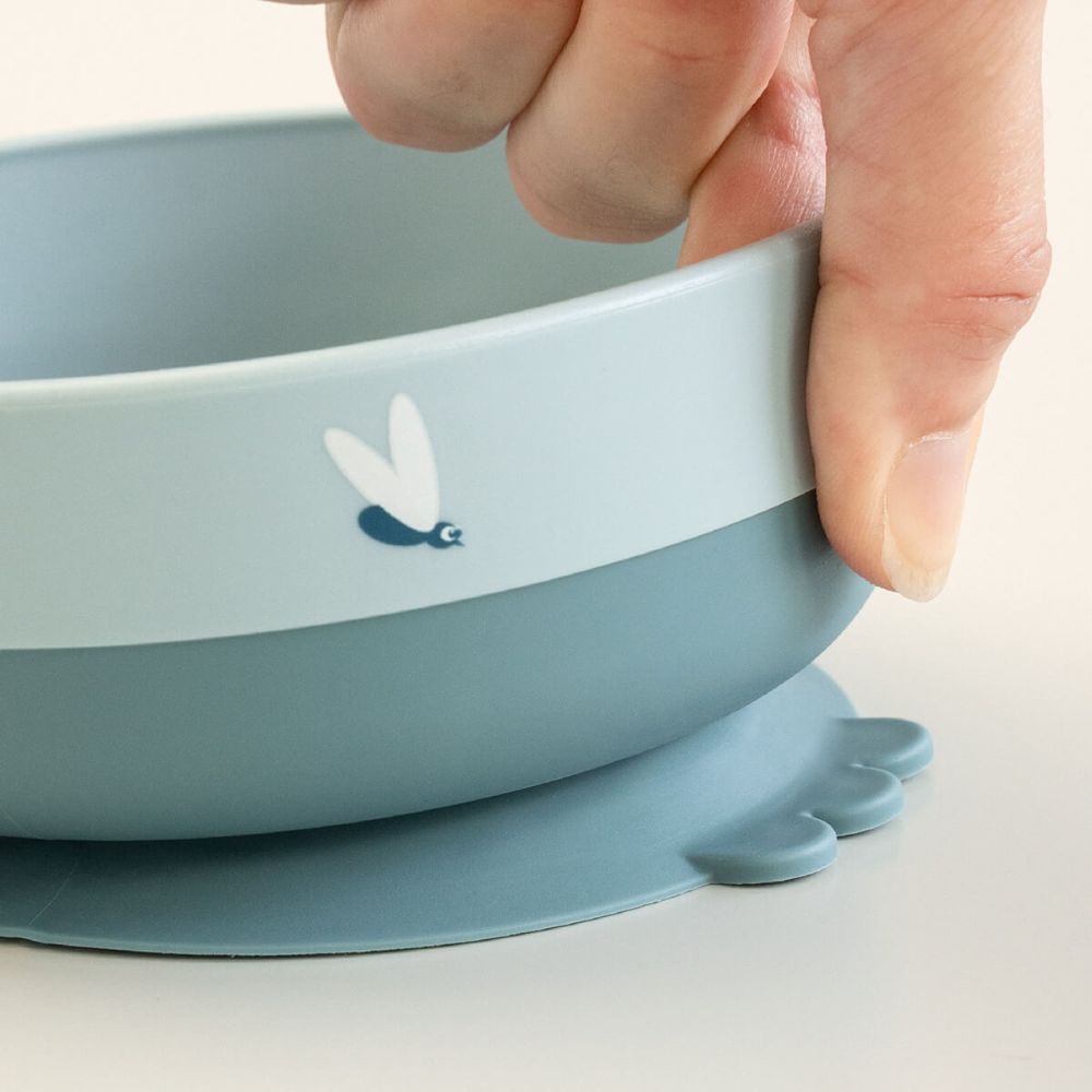 Foodie Elphee Blå Måltidssett med Sugekoppskål, Tutekopp & Skje