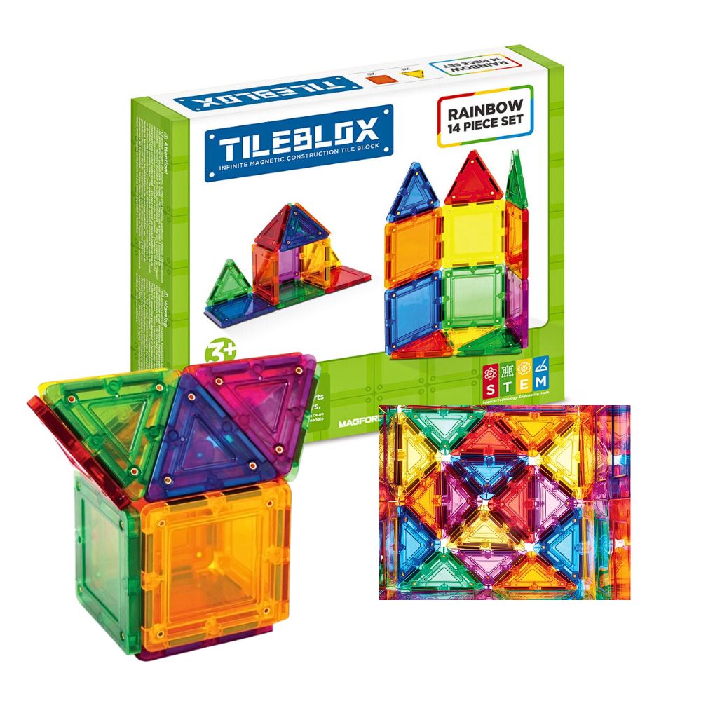 Tileblox Rainbow 14 Deler Magnetisk Byggesett - detaljbilde