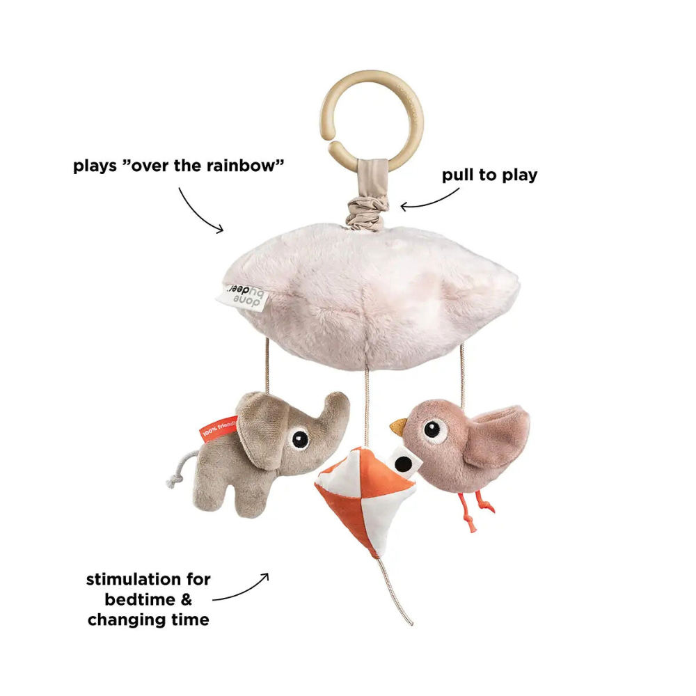 Musikkmobil i Powder Rosa med Over the Rainbow Melodi