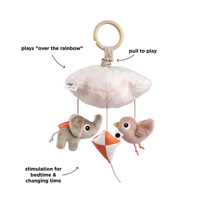Musikkmobil i Powder Rosa med Over the Rainbow Melodi