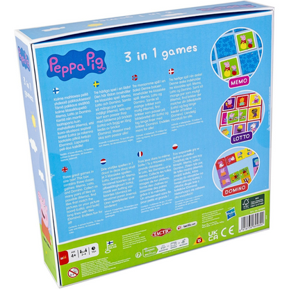 Peppa Gris 3-i-1 Lekesett – Lotto, Domino & Memo m/Peppa Gris – Fra 4 År