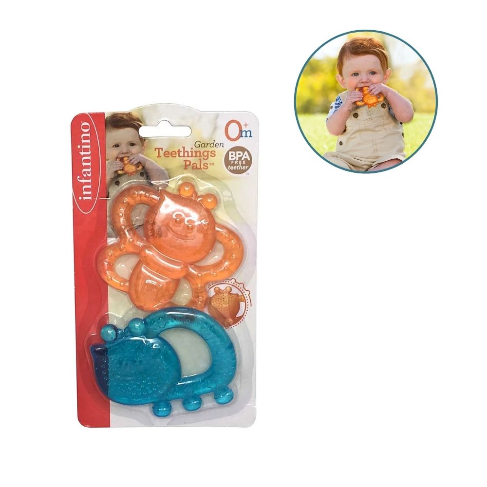 Infantino Biteleke Dyrefigur – Sett med 2 Myke Biterangler – Fra 0 Måneder