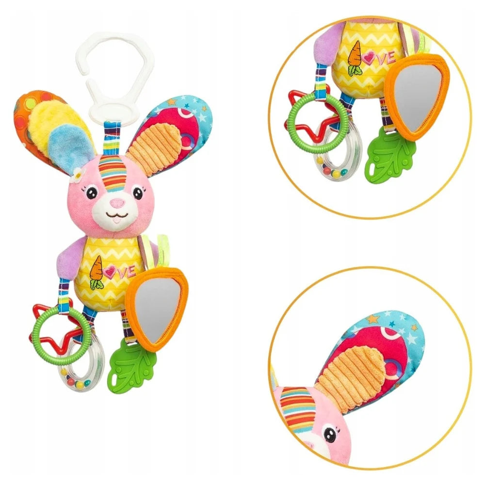 Happy Baby Rosa Kanin Sensorisk Aktivitetshenger med Speil, Bitering og Rangle - bilde 6