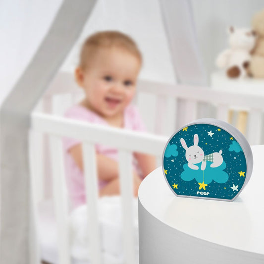 Reer MyBabyLight Kanin – Nattlampe i Lysegrå – Beroligende Lys for Babyer – Fra 0 Måneder