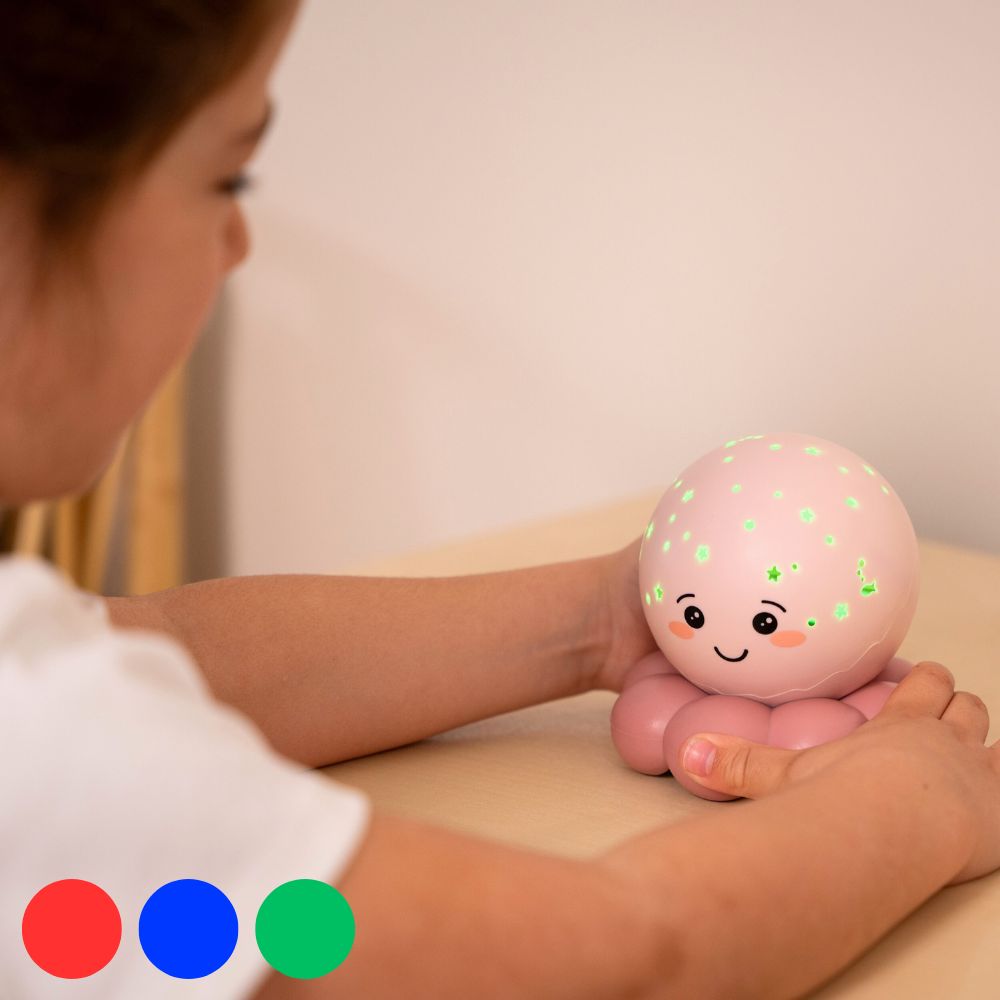 Cloud B Twinkles Octo Flerfarget Nattlampe For Baby i Pastell Rosa