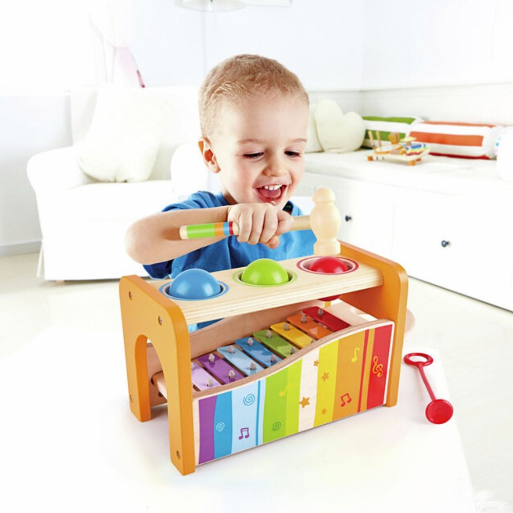 Xylofon i Tre med Hammer og Kuler