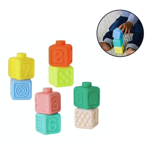 Infantino Supermyke Stableklosser – Fargerike Squeeze & Stack Læringsleker for Baby – Fra 0 Måneder
