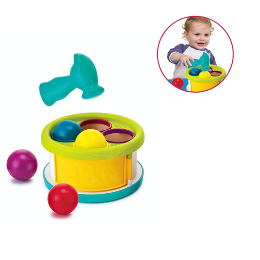 Infantino B Kids Tromme med Hammer & Baller – Interaktiv Leke for Motorisk Utvikling – Fra 12 Måneder