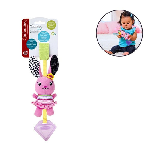 Infantino B Kids Kanin Rangle med Bjelle – Myk Baby Rangle – Fra 0 Måneder
