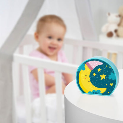 Reer MyBabyLight Måne – Nattlampe i Lyseblå – Beroligende Lys for Babyer – Fra 0 Måneder